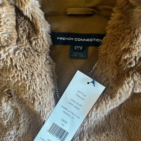 French Connection Arabella Faux Fur Hooded Jacket Coat SIZE 10 NWT - Picture 5 of 6